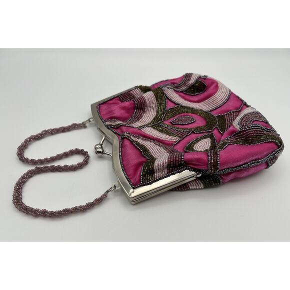 Inge Christopher Beaded Art Deco 1920s Style Vintage Evening Purse Handbag Pink - Picture 11 of 11